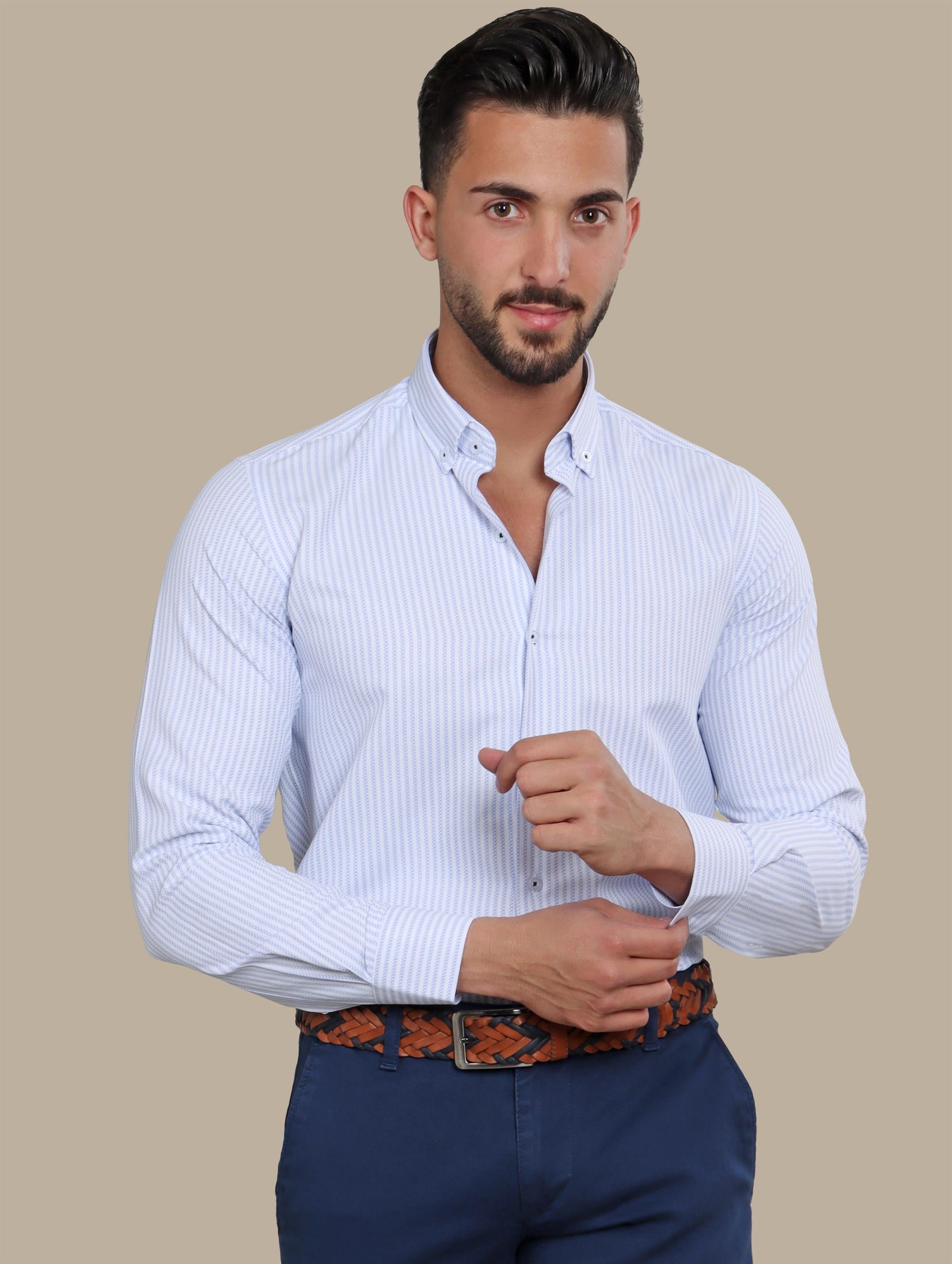Shirt Stripes Structured | Light Blue