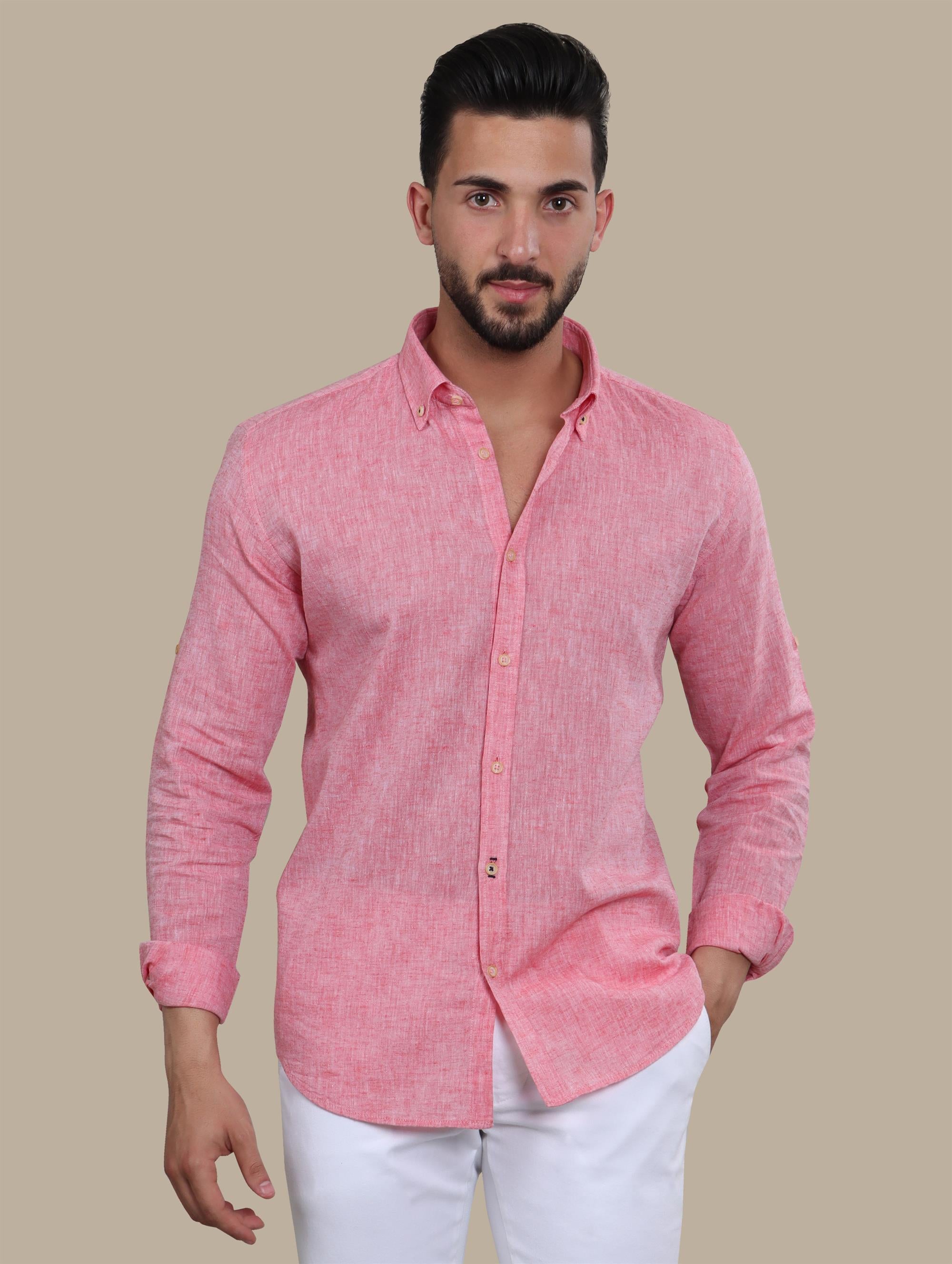 Shirt Linen Basic Colar | Coral