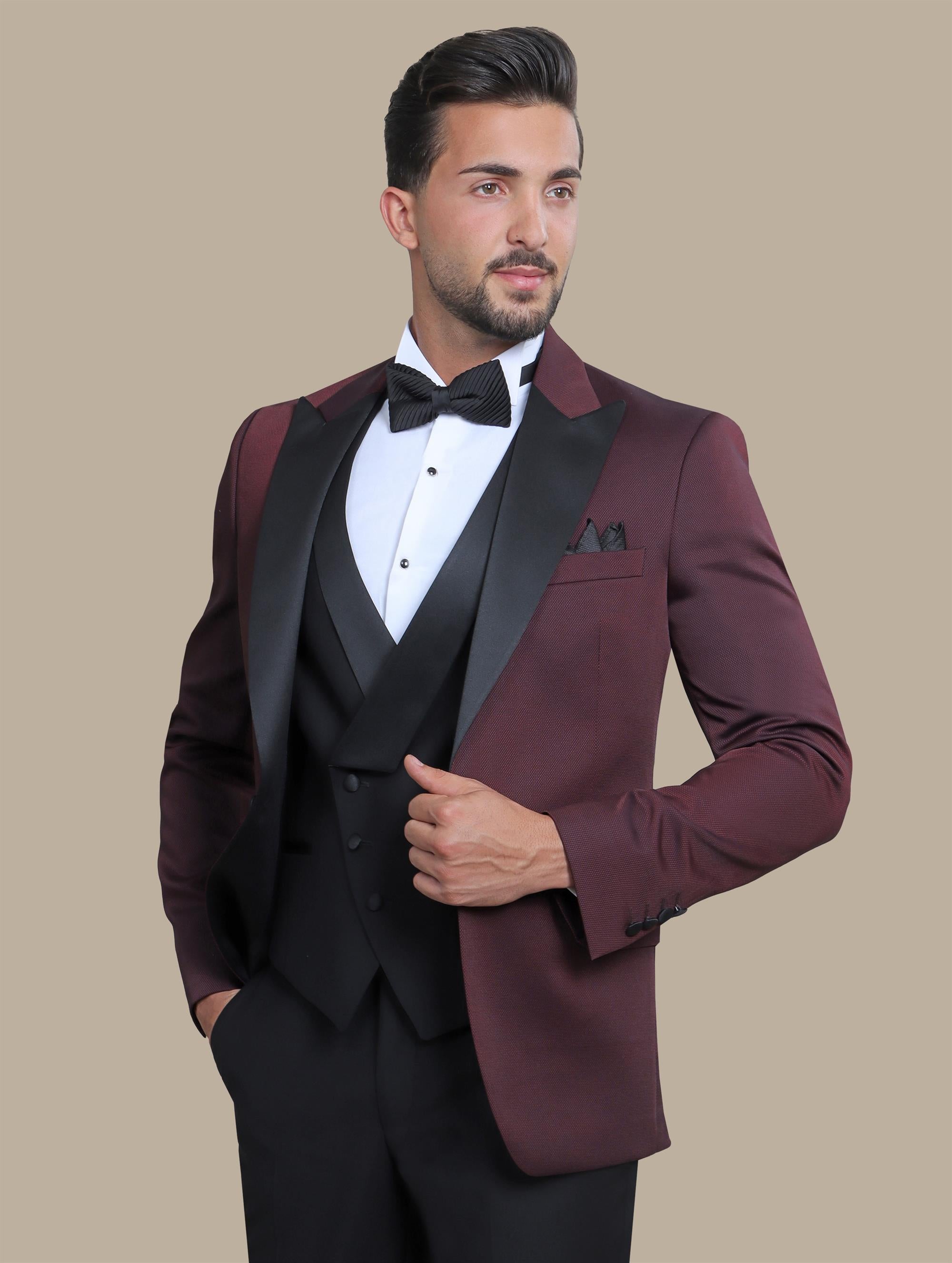 Buy Maroon Zig Zag Patterns Boys Tuxedo Suit – Mumkins