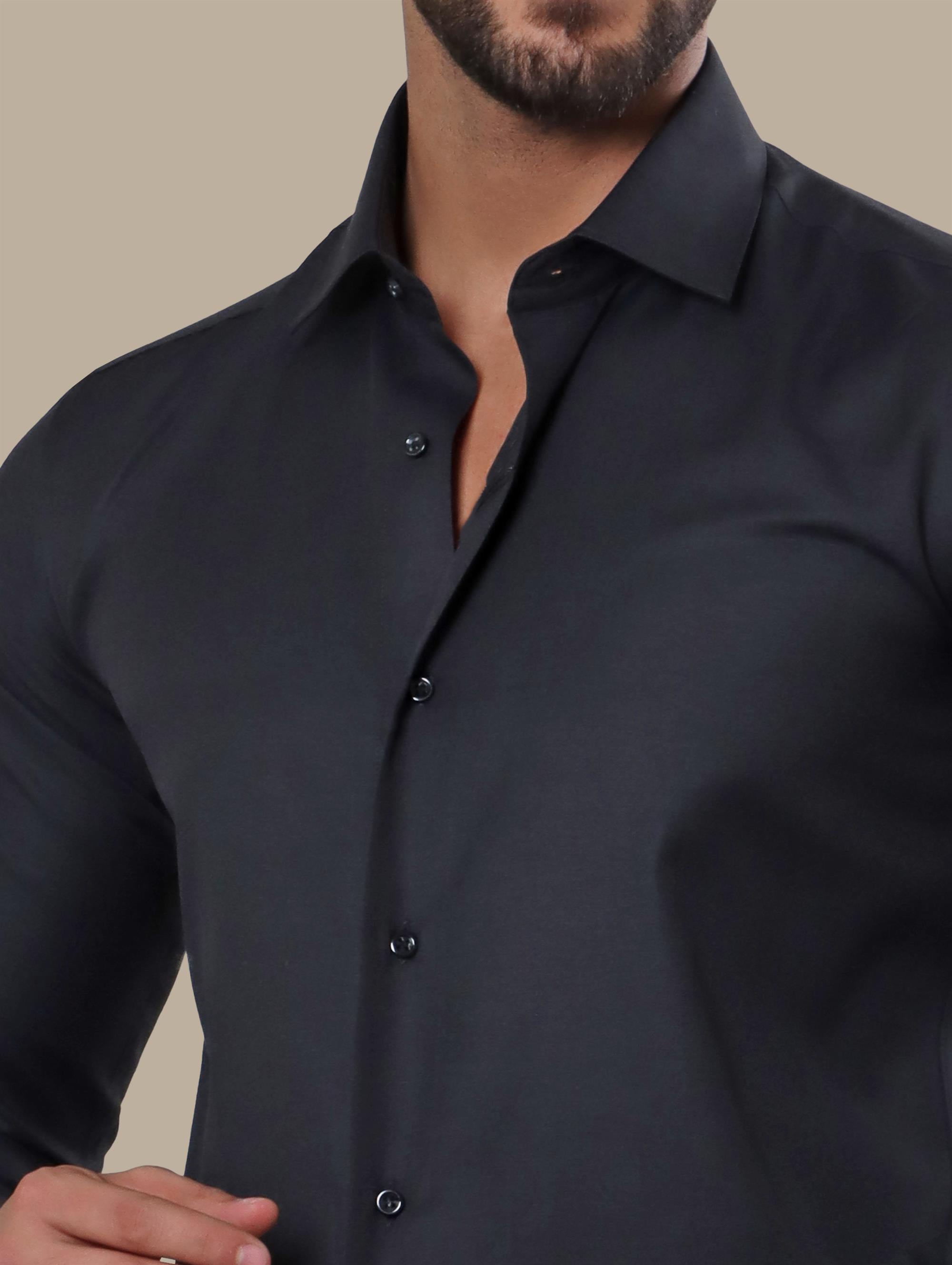 Shirt Chambray Slim Fit | Black