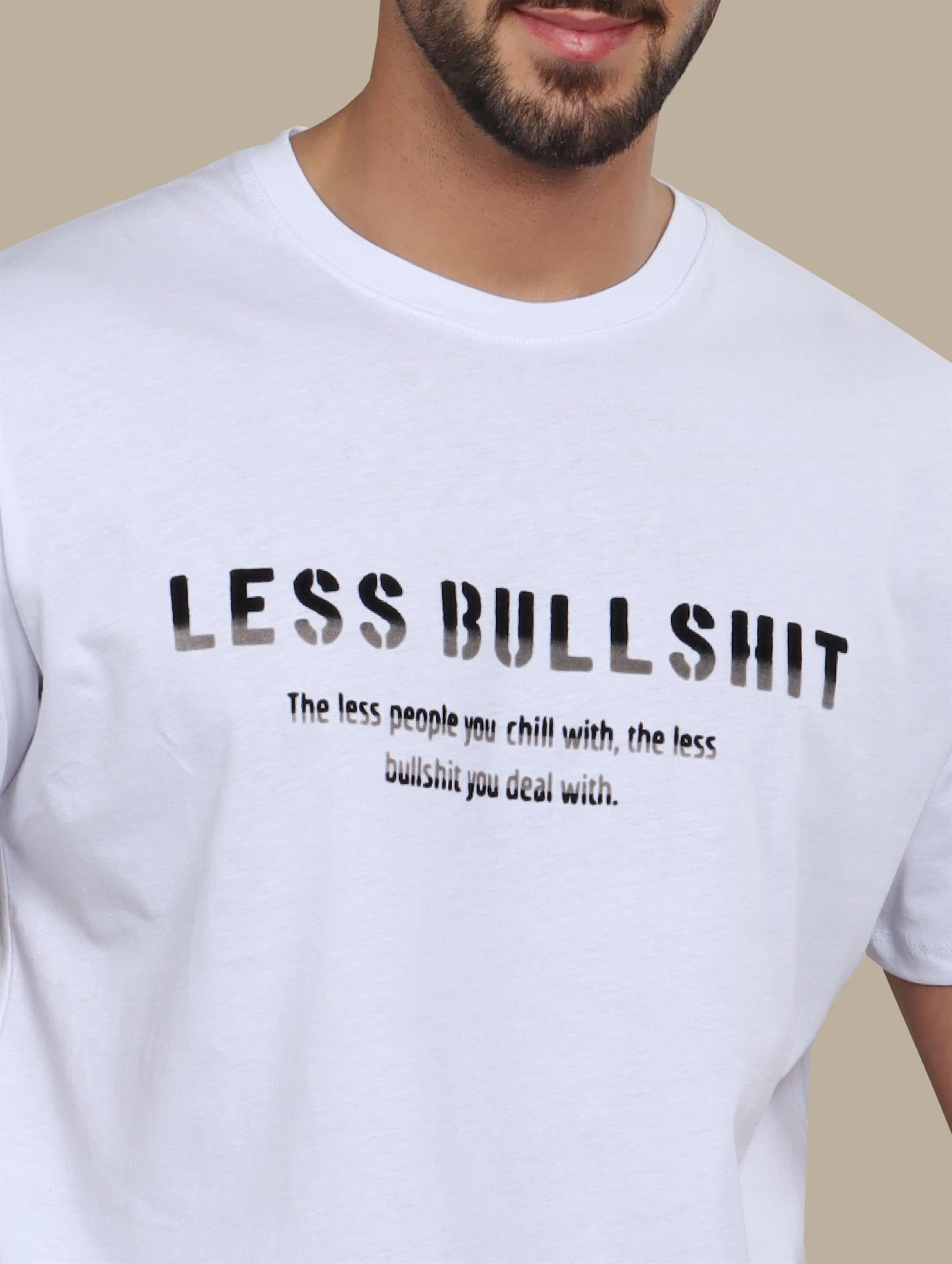 T-shirt Printed Less Bullshit | White