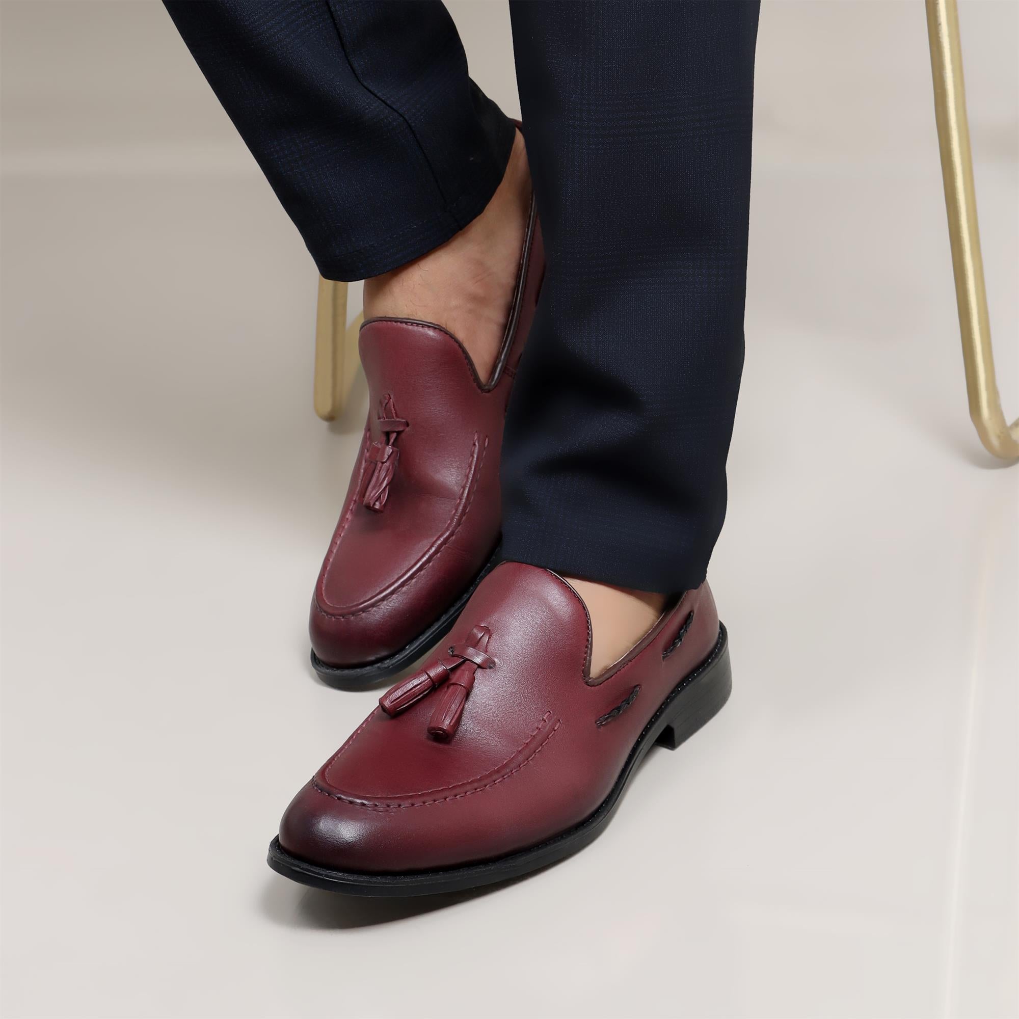 Shoes Classic Loafer with frills | Burgundy