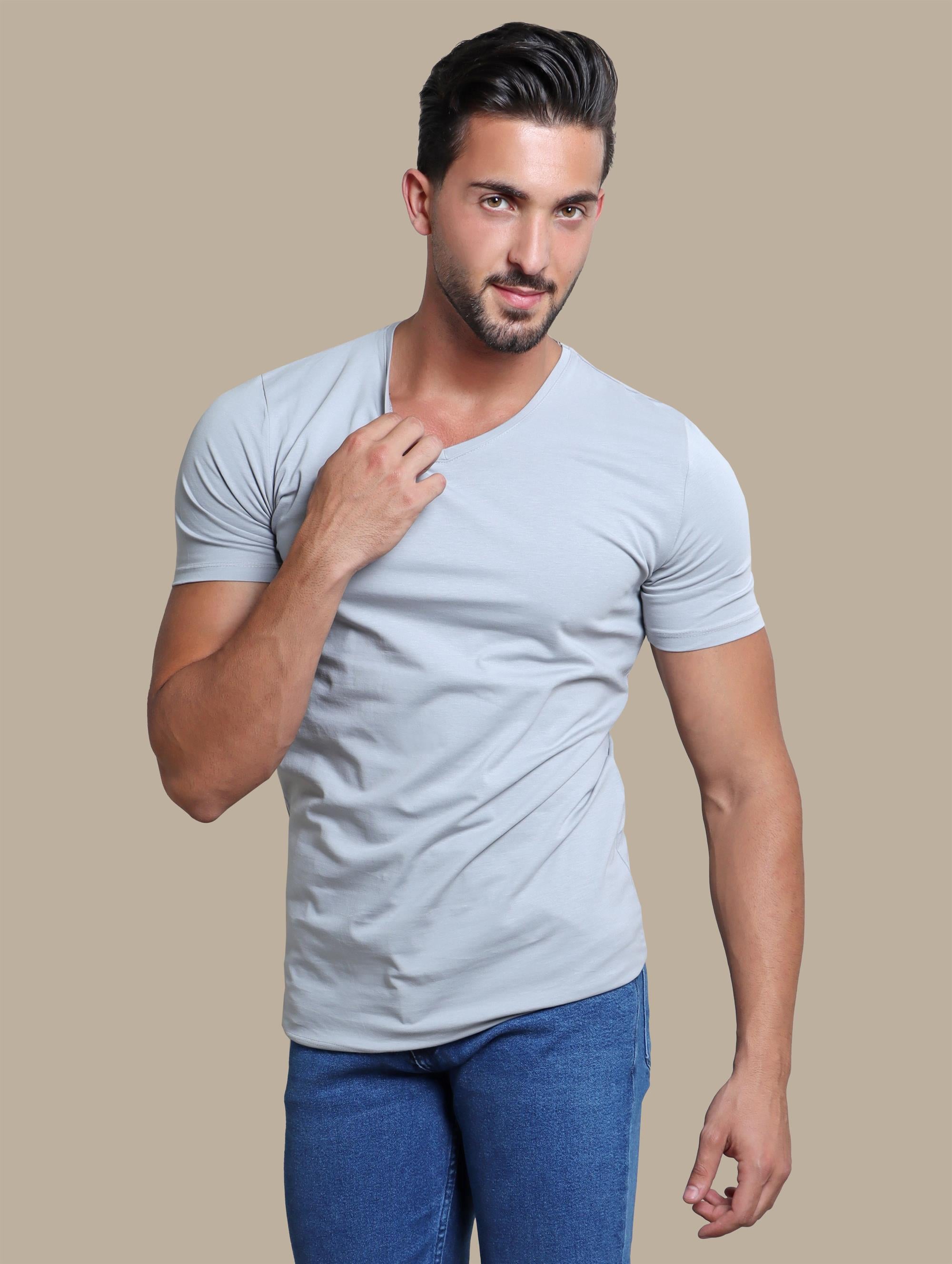 T-Shirt Basic V-Neck | Light Gray