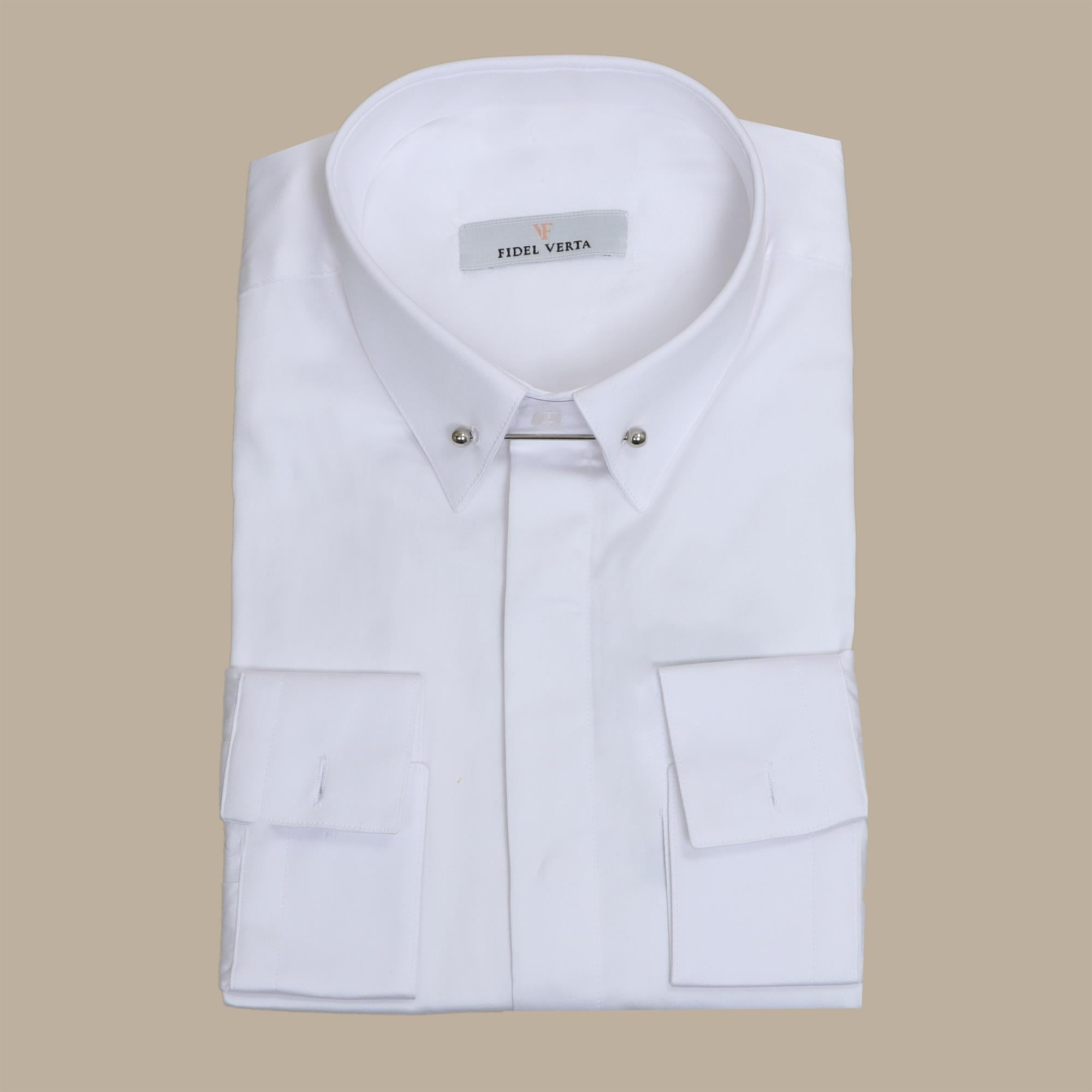 Shirt With Metal Pin Collar | White