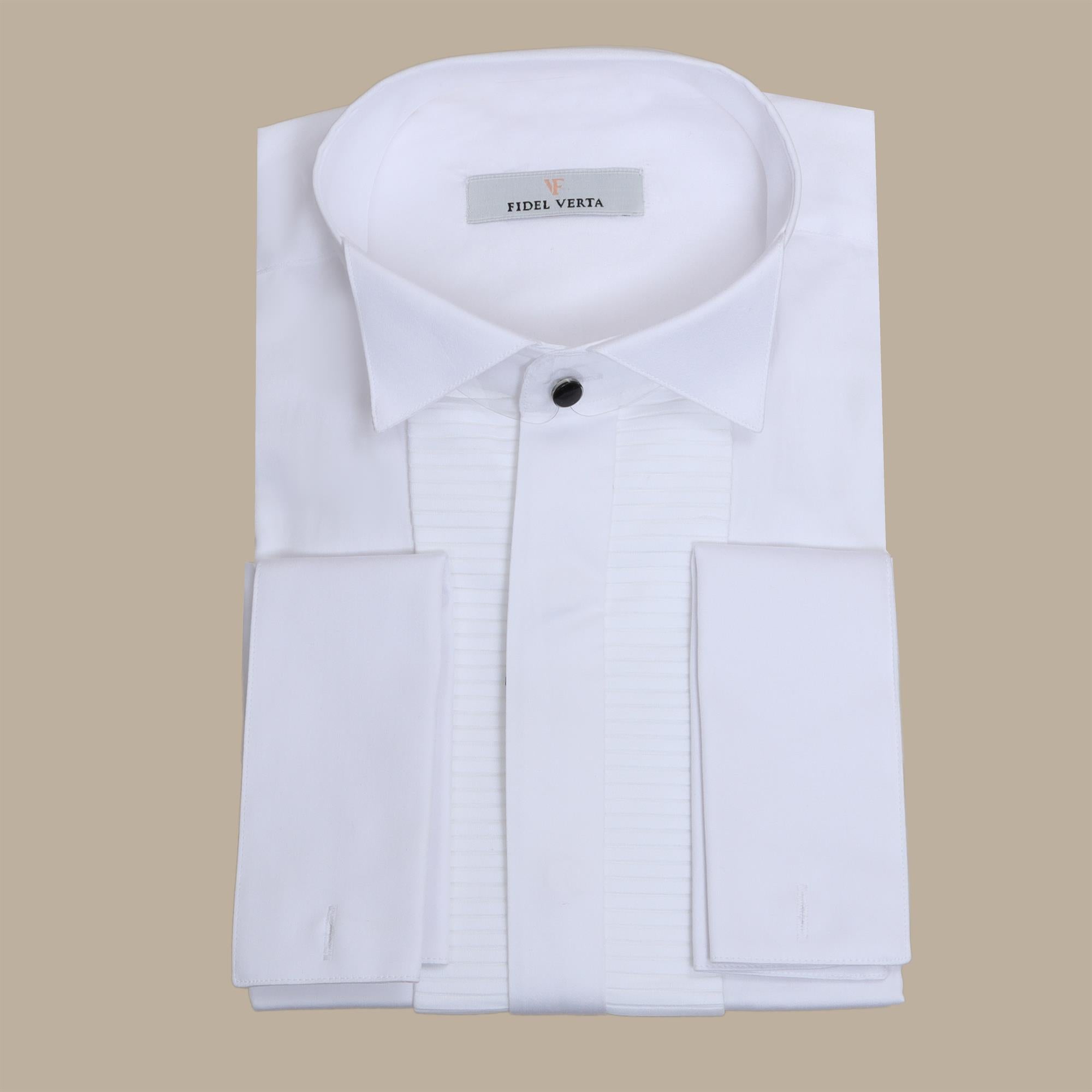 Shirt Tuxedo Vertical Pleats | White