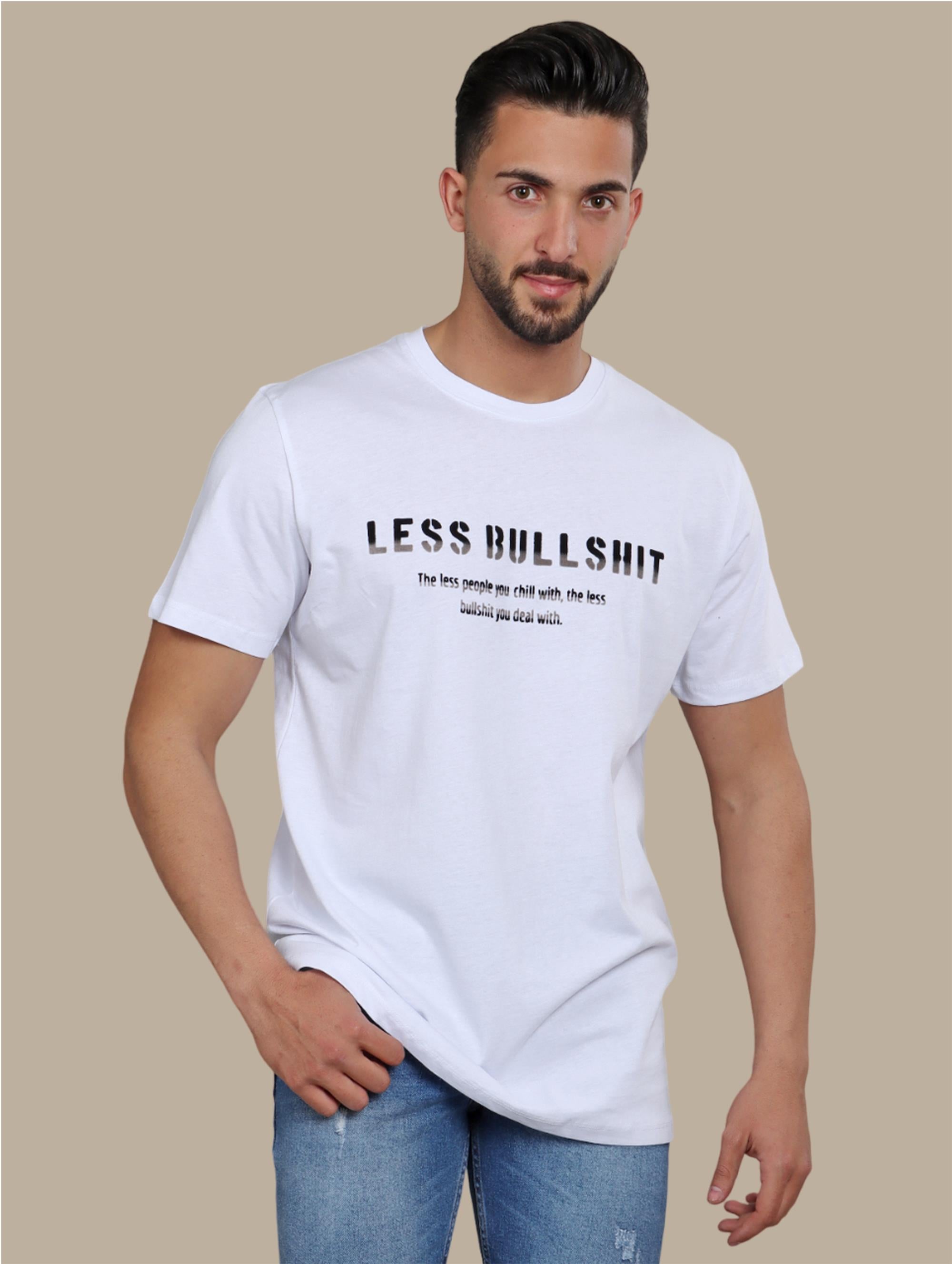 T-shirt Printed Less Bullshit | White