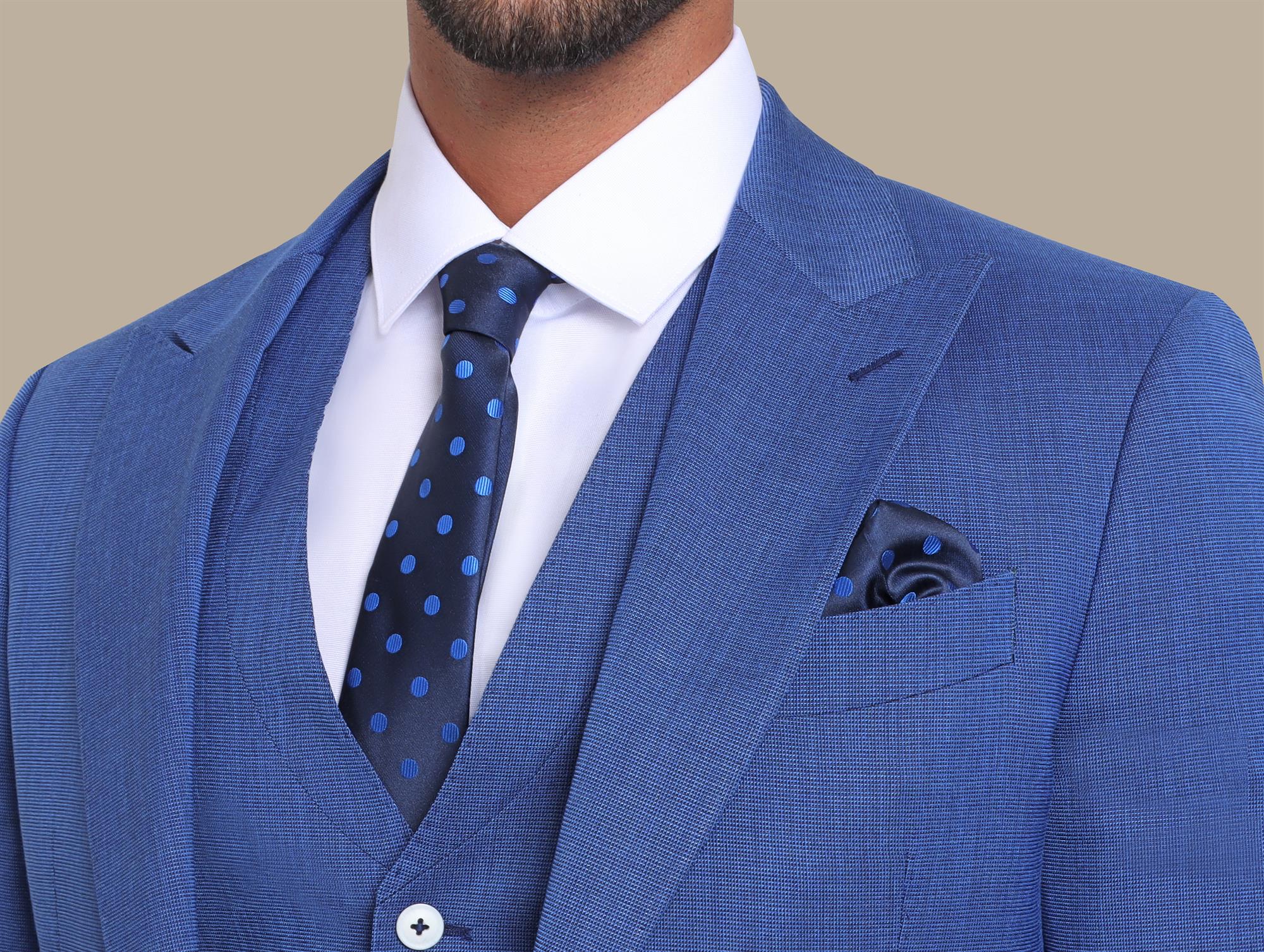 Suit Fil a Fil Lycra Peak 3 Pcs | Indigo